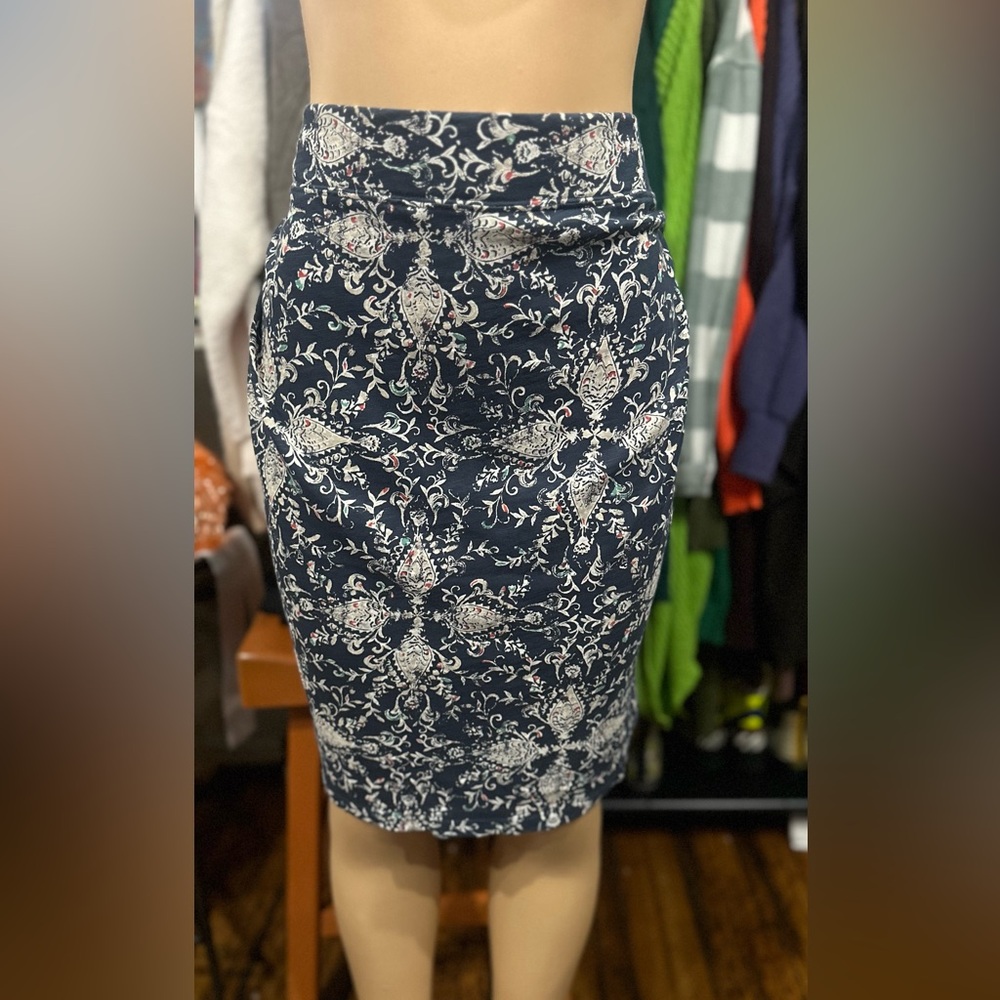 Eddie Bauer Navy Floral Pencil Skirt